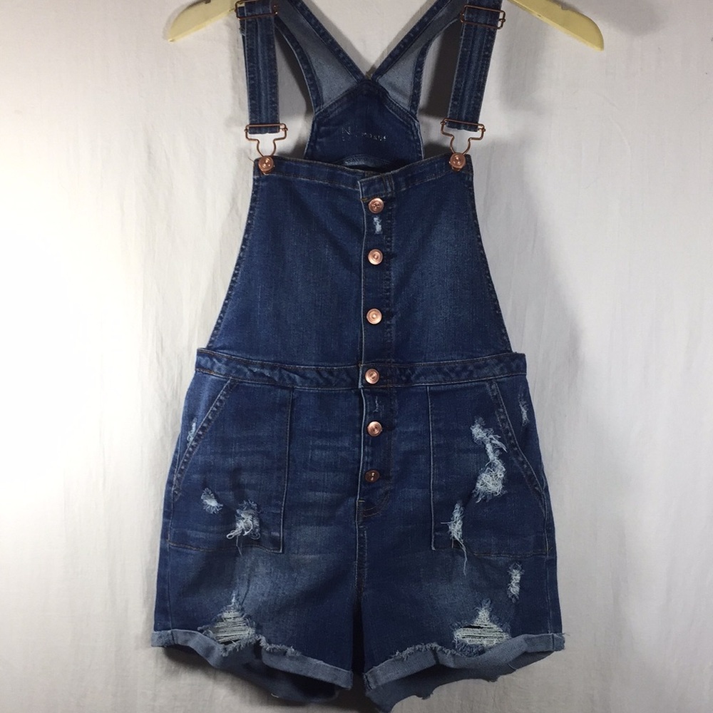 Denim Distressed Shortalls Size L/G (11-13) - Picture 1 of 7
